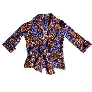 Mishca Over Shirt Tie Open Front Cotton Stretch Boho Top sz M